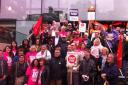 Strikers outside the Woolwich Centre today
