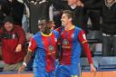 Celebrate good times: Andre Moritz and Yannick Bolase enjoy the Brazilian's strike against Ipswich Town    SP71693