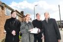 Coun Doran (second from left) with the petition and (left to right) Myles Nester, Mark Maddison and Labour Parliamentary candidate for Dartford Simon Thompson.