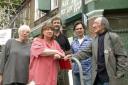 Jeanette Murch, Sue Wilson, Ceri James and Iain Gordon with bookshop owner David Herbert	GC8082