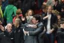 Head coach Jose Riga is congratulated by assistant Karel Fraeye at the final whistle. Pictures by Keith Gillard.