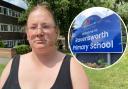 Mottingham woman Rebecca Riley was arrested at Ravensworth Primary School (inset) in June 2023 after being mistakenly accused of hitting her little brother in the head