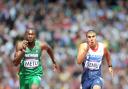 Adam Gemili competes with Obinna Metu Men's 100m heats (Picture by Martin Rickett/PA Wire)