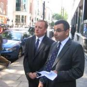Ian Clement outside the magistrates court this morning with his solicitor Jeremy Summers