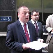 Ian Clement making a statement  outside City of Westminster Magistrates Court after his sentencing