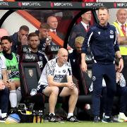 Millwall manager Gary Rowett (right) in the dugout during the Sky Bet Championship match at the Vitality Stadium, Bournemouth