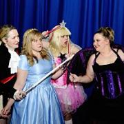 Bad Fairy Claire Shaddock tries to cast her spell on Sleeping Beauty (Amy Ackland), as the Prince (Tanya Sloan) and Good Fairy (Claire Usher) try to stop her