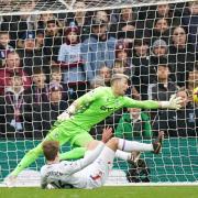 Joachim Anderson scores an own goal past his goalkeeper Vicente Guaita against Aston Villa