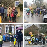 Parents and children from three Brockley schools turned out to call for more pedestrian crossings on 
