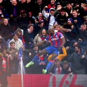 Jean-Philippe Mateta celebrates scoring in the final seconds of second-half stoppage time to seal Palace’s first victory of 2023 against Leicester