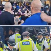 Protesters clashed outside the Honor Oak Pub in Lewisham