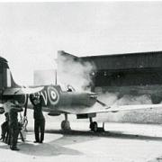 A Spitfire Mark II having its machine guns test fired in the summer of 1940. The first Spitfires arrived at Biggin Hill on May 10, 1940. (Picture courtesy of Bob Ogley's Biggin on the Bump)