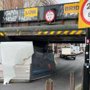 The vehicle hit the low bridge at Mantle Road and St Norbert Road in Brockley - which is only suitable for vehicles smaller than eight feet six inches (or 2.6 metres) high
