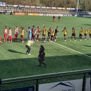 Cray Wanderers & Folkestone Invicta line up before the game