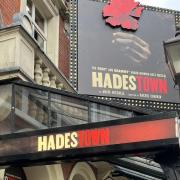 Hadestown posters outside the Lyric Theatre in London