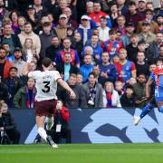 Crystal Palace's Jean-Philippe Mateta scores their first goal of the game during the Premier League match at Selhurst Park