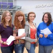 Students at Bishop Justus School in Bromley with their GCSE results in 2011. Ref: BR59755
