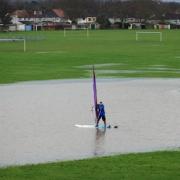 The scene in 2012 when torrential rain turned Penhill Park, Sidcup, into a windsurfing lake - or was it a pond?
