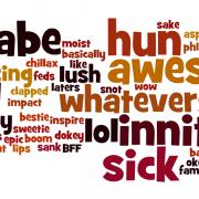 A word cloud showing replies to the question 'what are the most annoying words?'