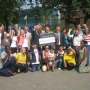 Campaigners celebrate the select committee's decision about a Crossrail station in Woolwich