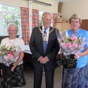 Mayor of Bromley with Sue Rogers and Judith Parry, Co-ordinators of The Link Community Cafe