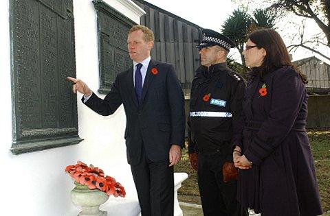 News Shopper: Jeremy Browne, Chief Inspector Robin Edwards and Amy Davidson from the War Memorial Trust. News Shopper: Jeremy Browne, Chief Inspector Robin Edwards and Amy Davidson from the War Memorial Trust.