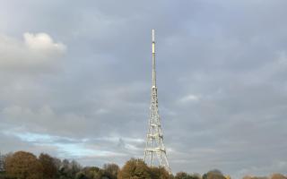 The transmitting tower as seen from Crystal Palace Park