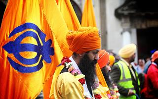 The Sikh flag was raised and donations of food and drink were given out to passers-by  (c.) Cohesion Plus / Sarah Knight