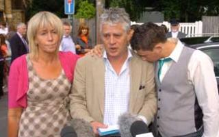 Rob Knox's parents, Sally and Colin and his younger brother Jamie, pictured after Rob's funeral