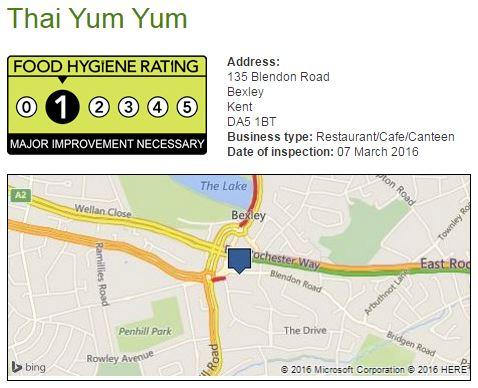 1 star: Thai Yum Yum, Blendon Road, Bexley