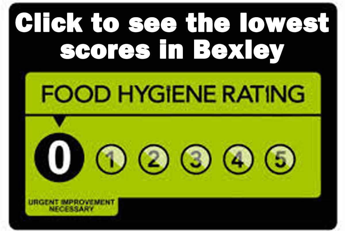 See all the places to eat in Bexley with zero or one food hygiene ratings