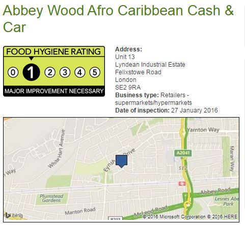 1 star: Abbey Wood Afro Caribbean Cash & Carry, Felixstowe Road