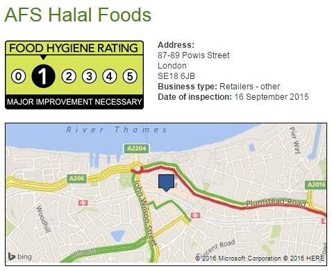1 star: AFS Halal Foods, Powis Street, SE18
