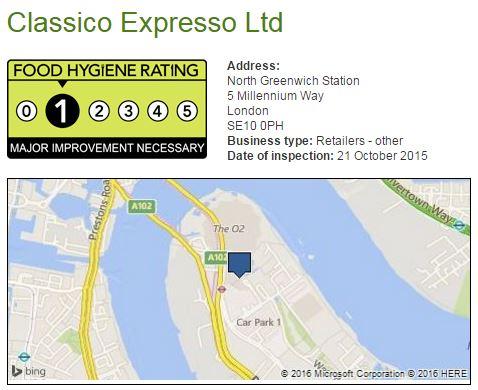 1 star: Classico Expresso Ltd, North Greenwich station