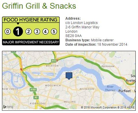 1 star: Griffin Grill & Snacks, Griffin Manor Way, SE28