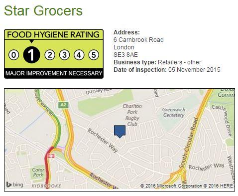 1 star: Star Grocers, Carnbrook Road, SE3