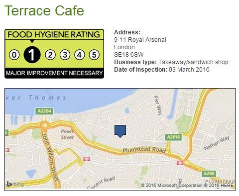 1 star: Terrace Cafe, Royal Arsenal