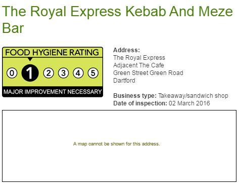1 star - Royal Express Kebab And Meze Bar, Green Street Green Road, Dartford
