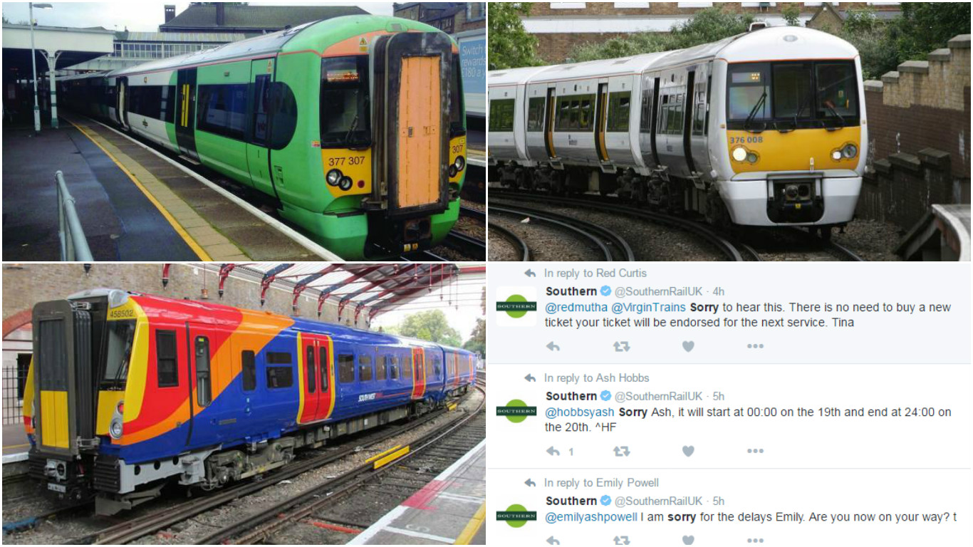 How many times a day do train companys say sorry? Southern apologises to angry passengers more than any other, closely followed by Southeastern
