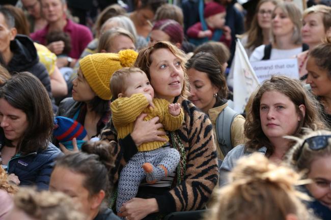 Lewisham mother leads climate change breast feeding protest near Downing Street
