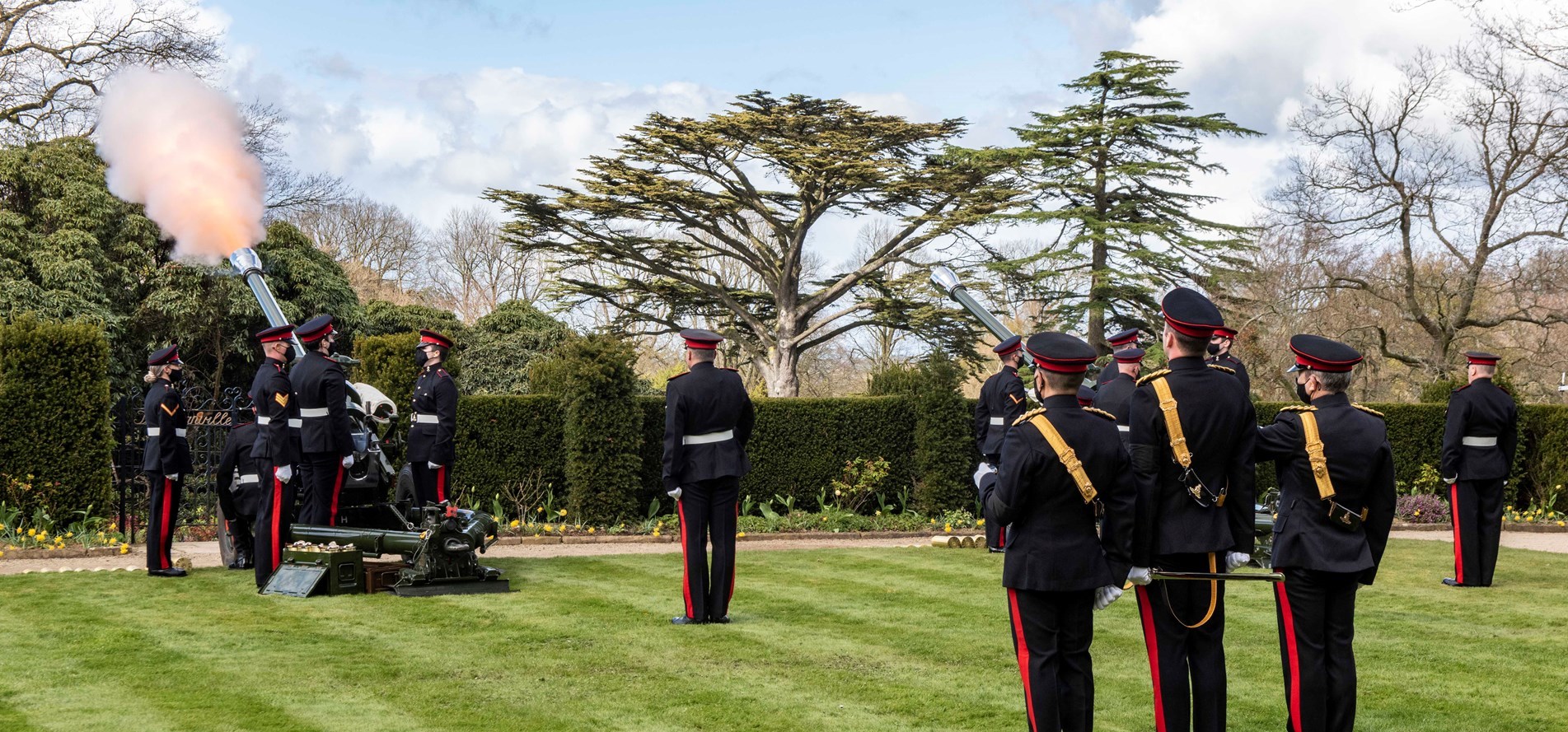 41-gun salutes given across the UK on Saturday, in honour of Prince Philip, Duke of Edinburgh. Army.MOD