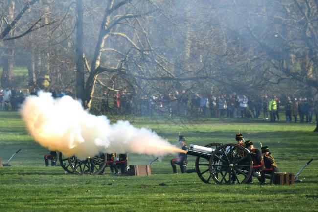 41-gun salutes given across the UK on Saturday, in honour of Prince Philip, Duke of Edinburgh. Army.MOD