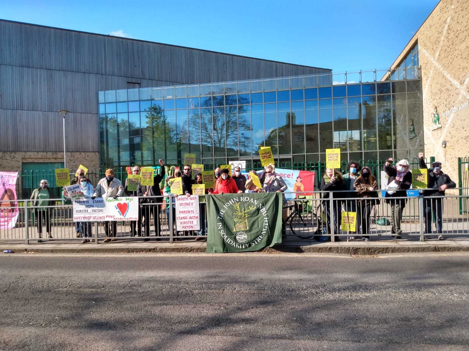 Strike outside John Roan School in Greenwich