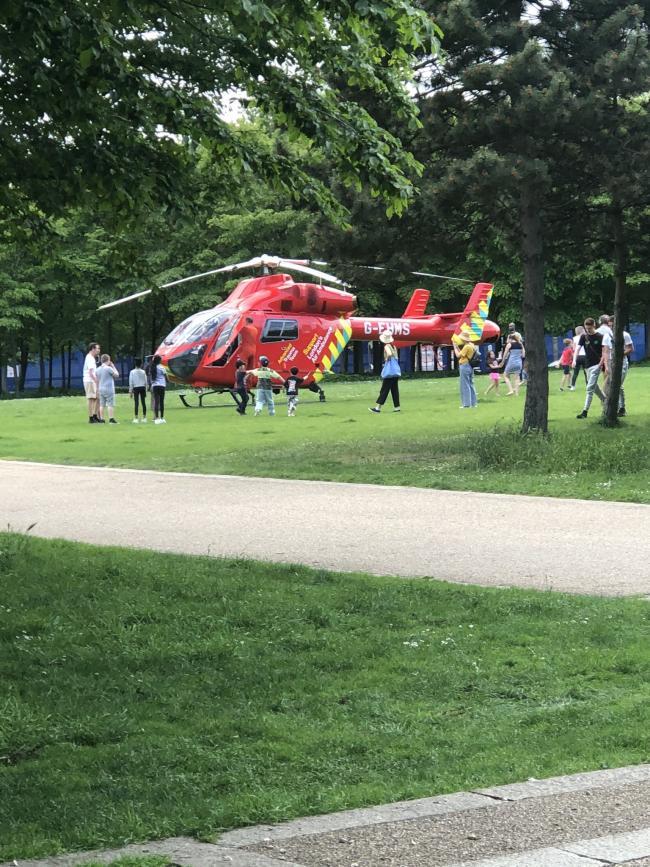 The London Air Ambulance has landed nearby following a serious stabbing in north Greenwich.
