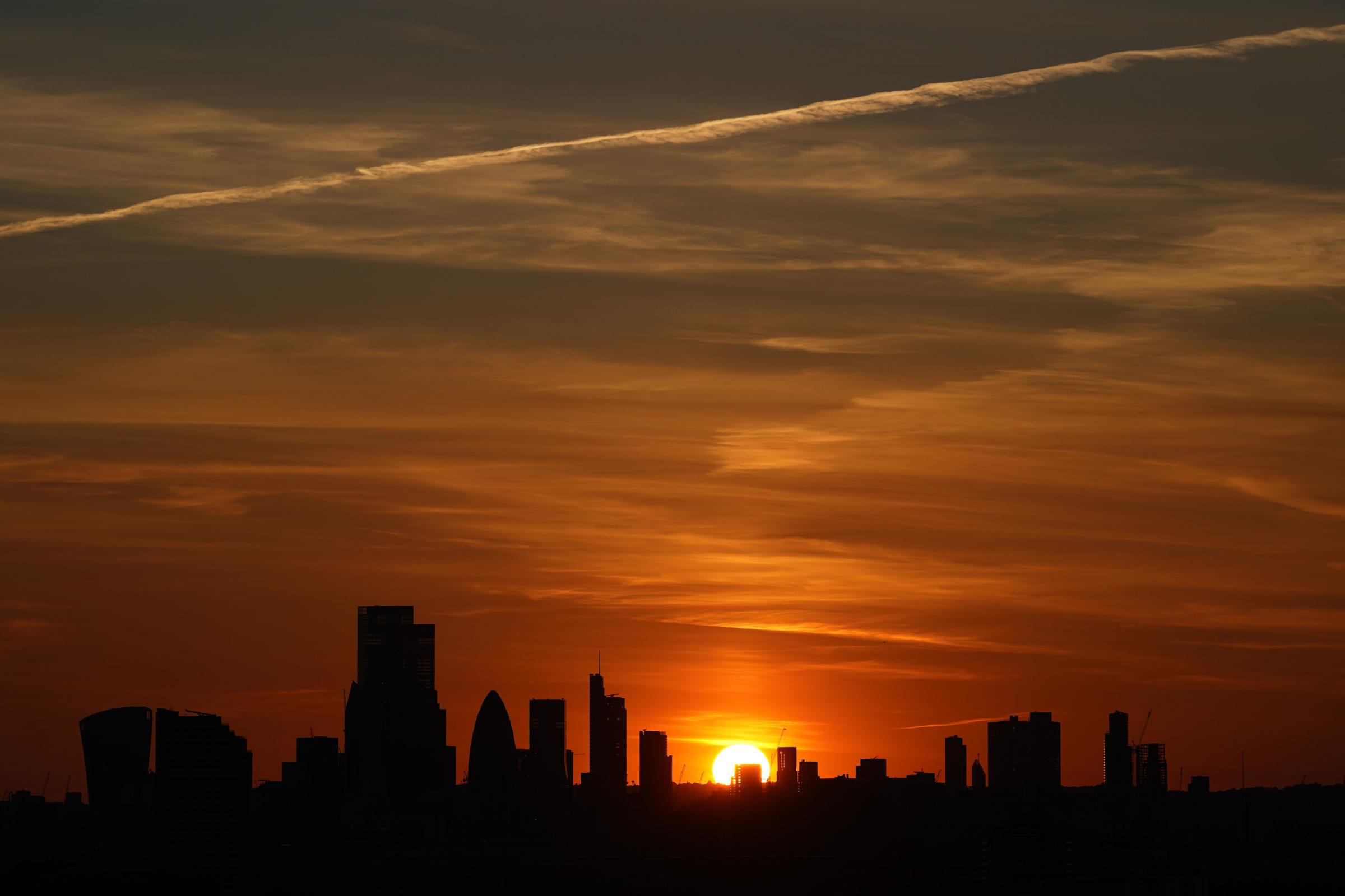 The sun sets over the city of London. Yui Mok/PA Wire.