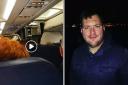 Bromley man Alex Hall (right) films emotional tannoy announcment on board repatriation flight