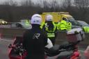 Witness appeal after motorcycle going wrong way on M25 strikes officer on foot