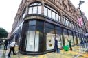 Harrods in Knightsbridge is cleaned after activists from Just Stop Oil sprayed an orange substance on its windows