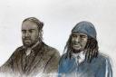 Court artist sketch by Elizabeth Cook of Romario Henry, 31 (left) and Oludewa Okorosobo, 28, appearing at Chelmsford Crown Court