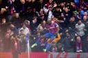 Jean-Philippe Mateta celebrates scoring in the final seconds of second-half stoppage time to seal Palace’s first victory of 2023 against Leicester